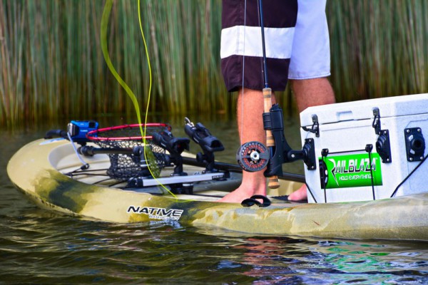 Fly fishing from a stand up paddleboard (SUP) with RAILBLAZA RAILBLAZA