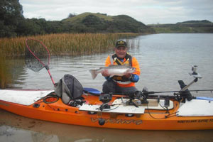 Mounting downrigger to kayak for trout fishing using RAILBLAZA